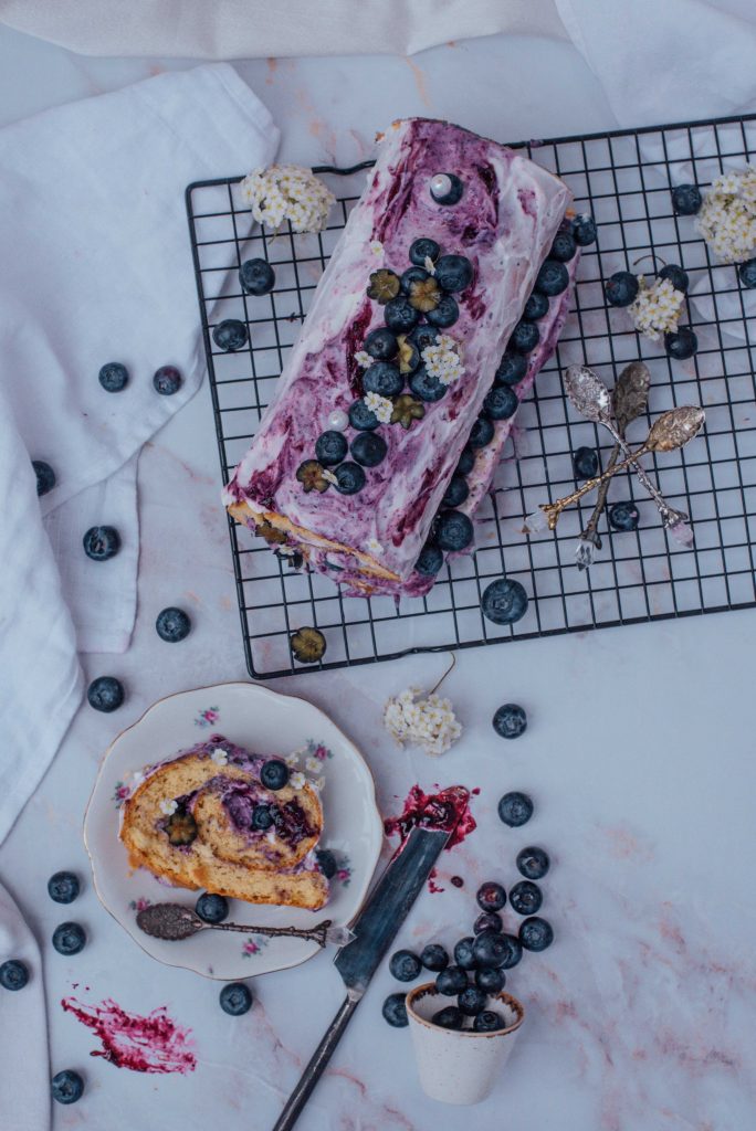 Protein Cake with blueberries