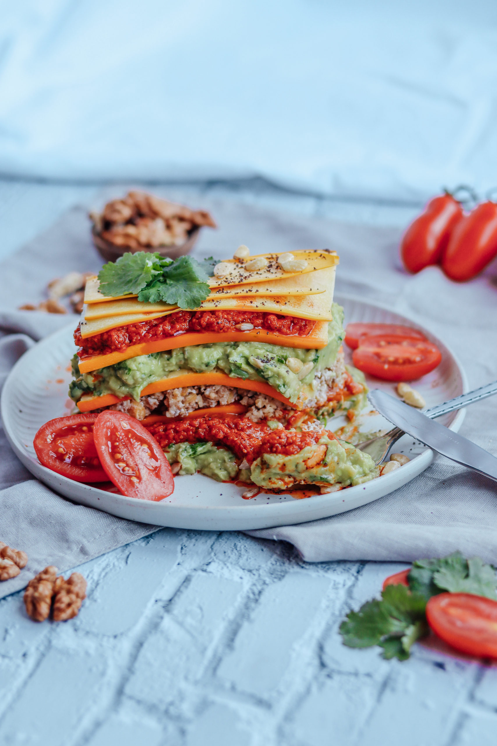 Vegane Lasagne roh und low carb - carinaberry.com